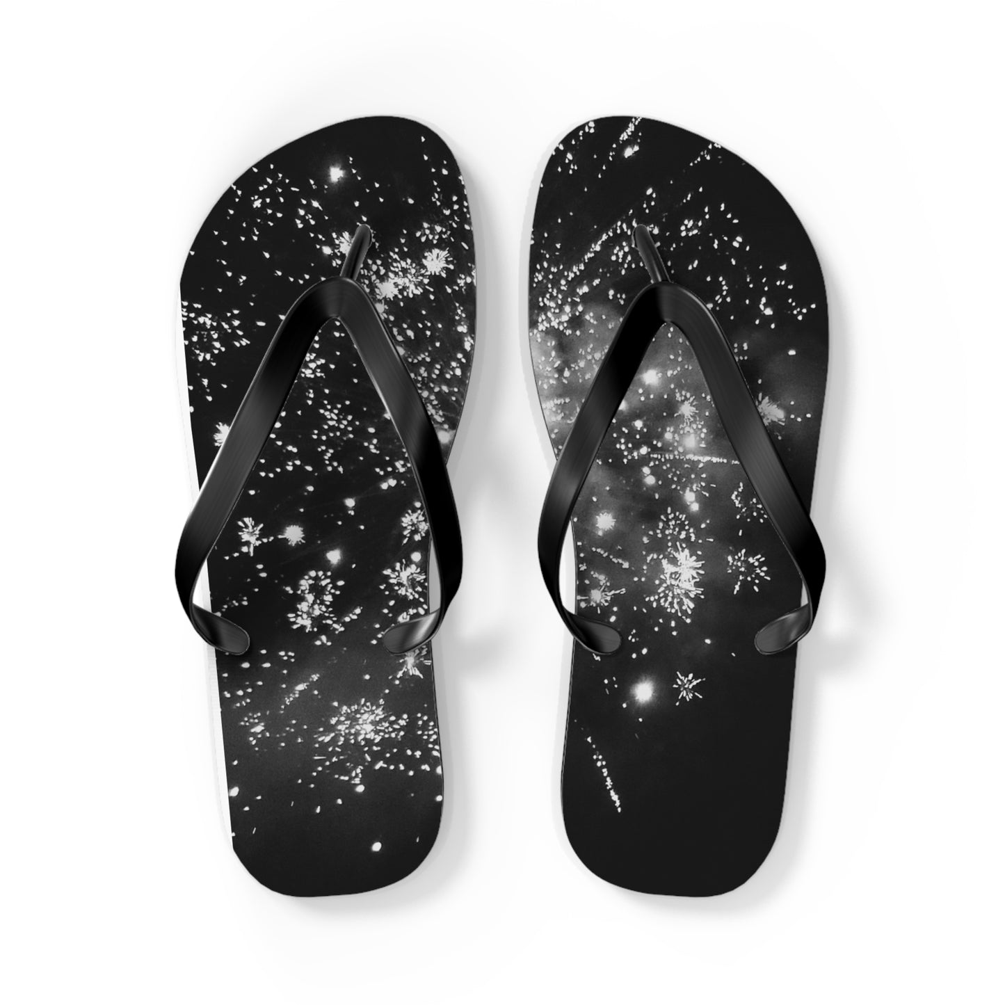 Flip Flops - Black and White Firework Design - Stylish and Fun Footwear for Summer