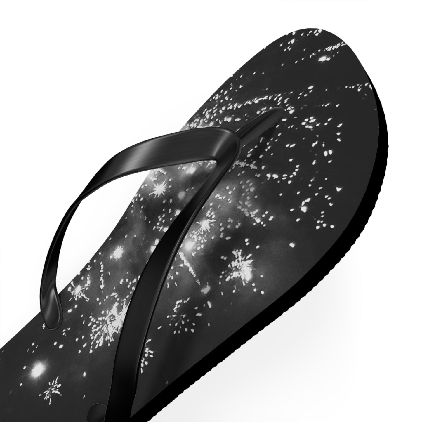 Flip Flops - Black and White Firework Design - Stylish and Fun Footwear for Summer