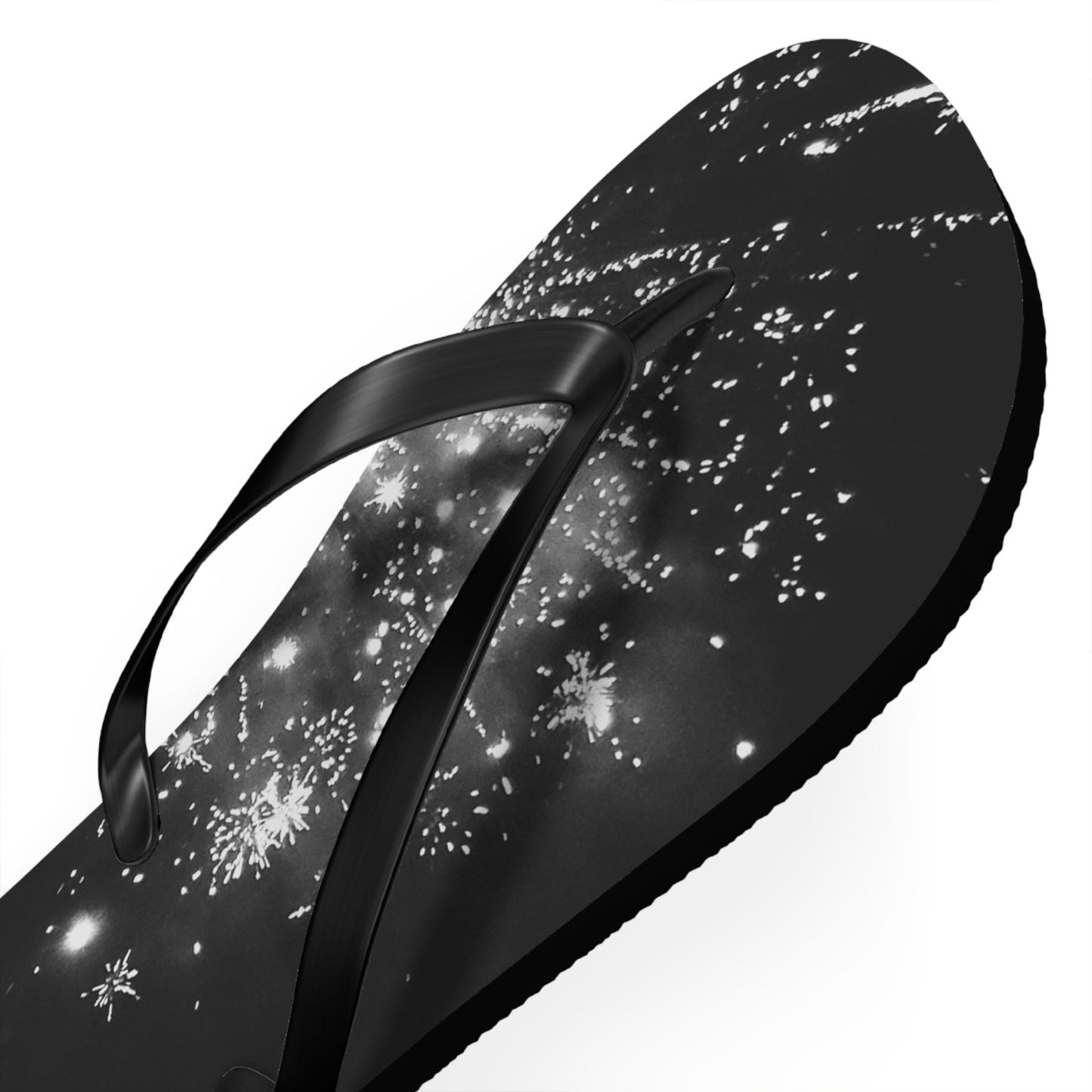 Flip Flops - Black and White Firework Design - Stylish and Fun Footwear for Summer