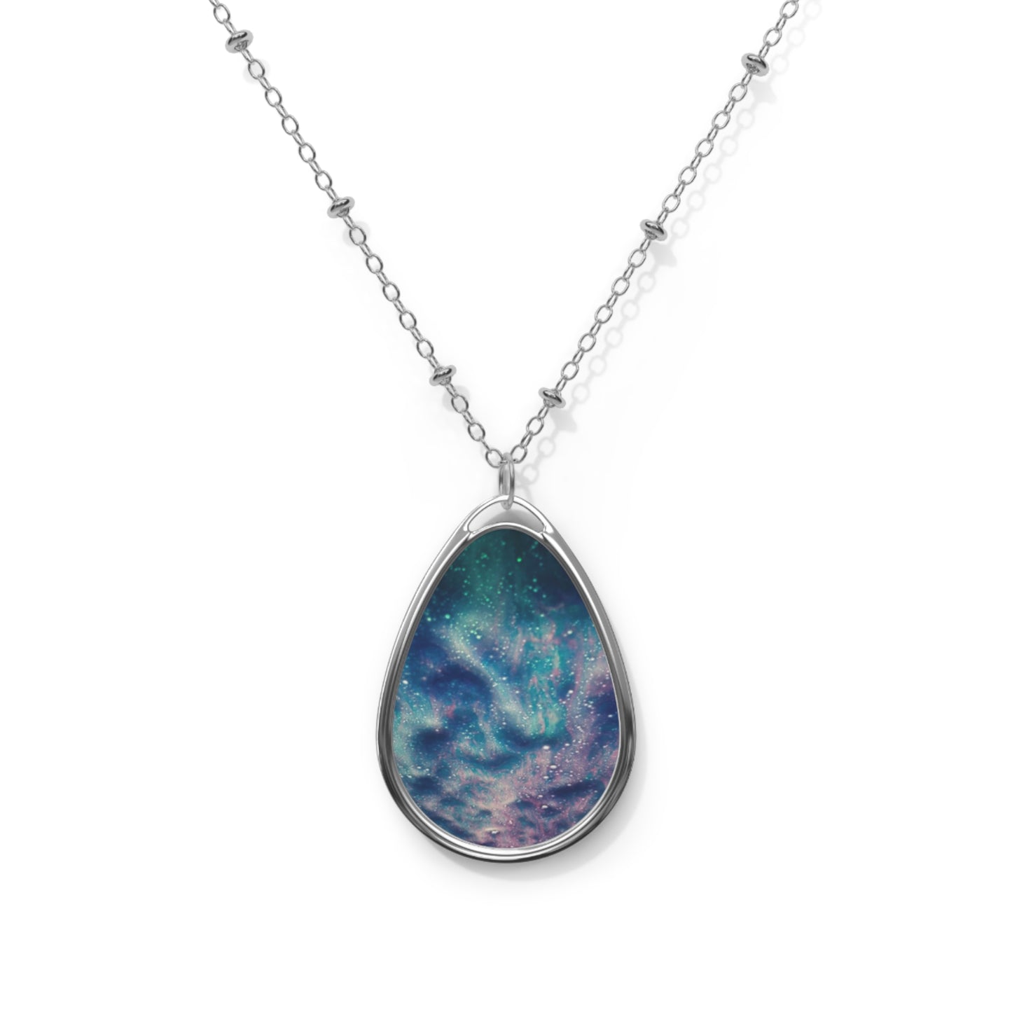 Galactic Oval Necklace - Cosmic Jewelry for Dreamers