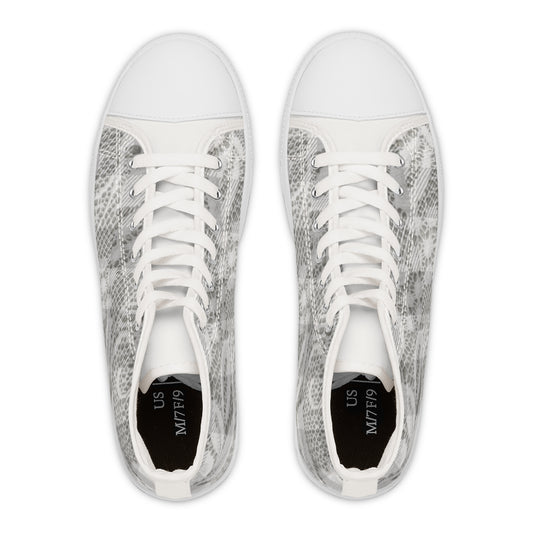 Stylish Women's High Top Sneakers - Chic Snake Print Design