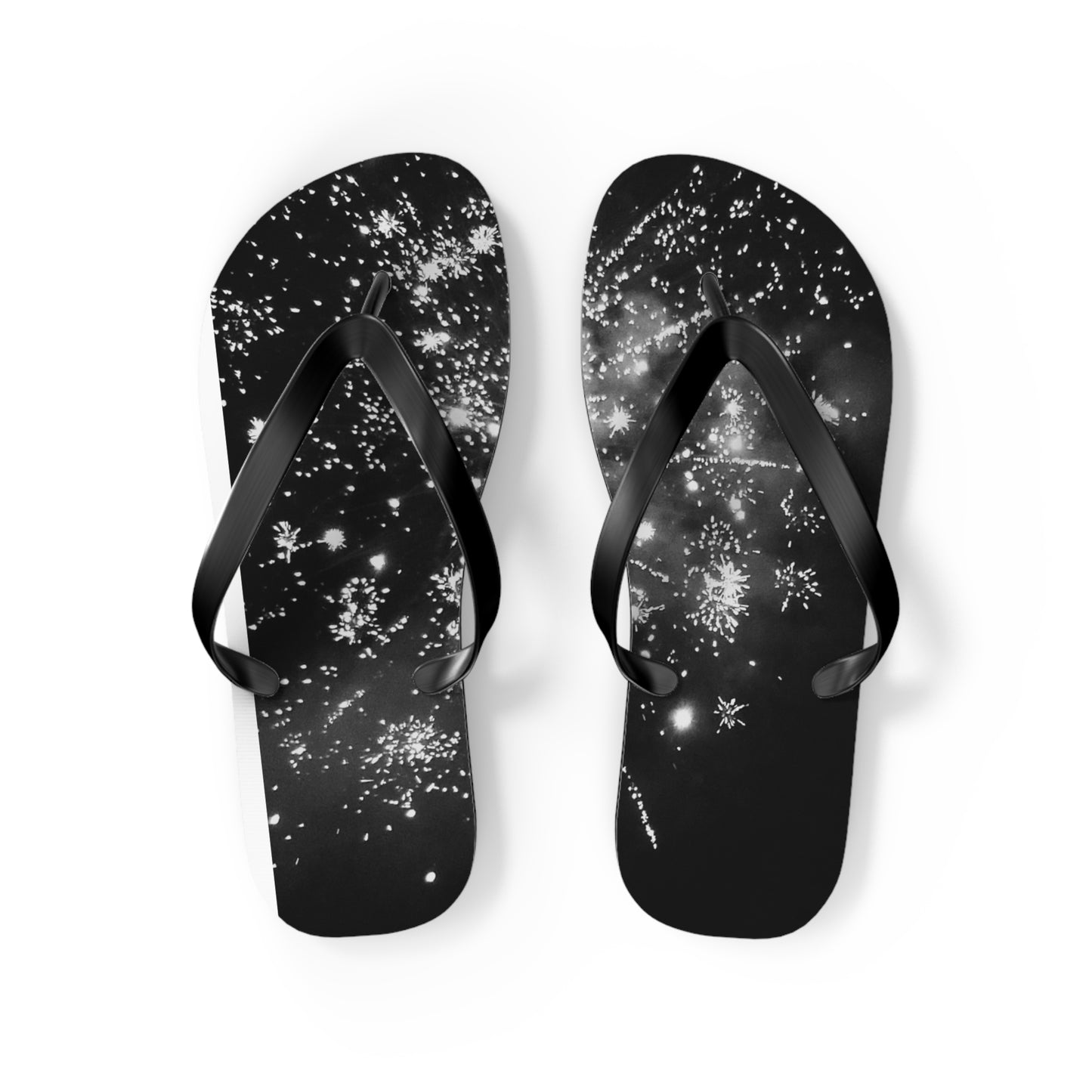 Flip Flops - Black and White Firework Design - Stylish and Fun Footwear for Summer