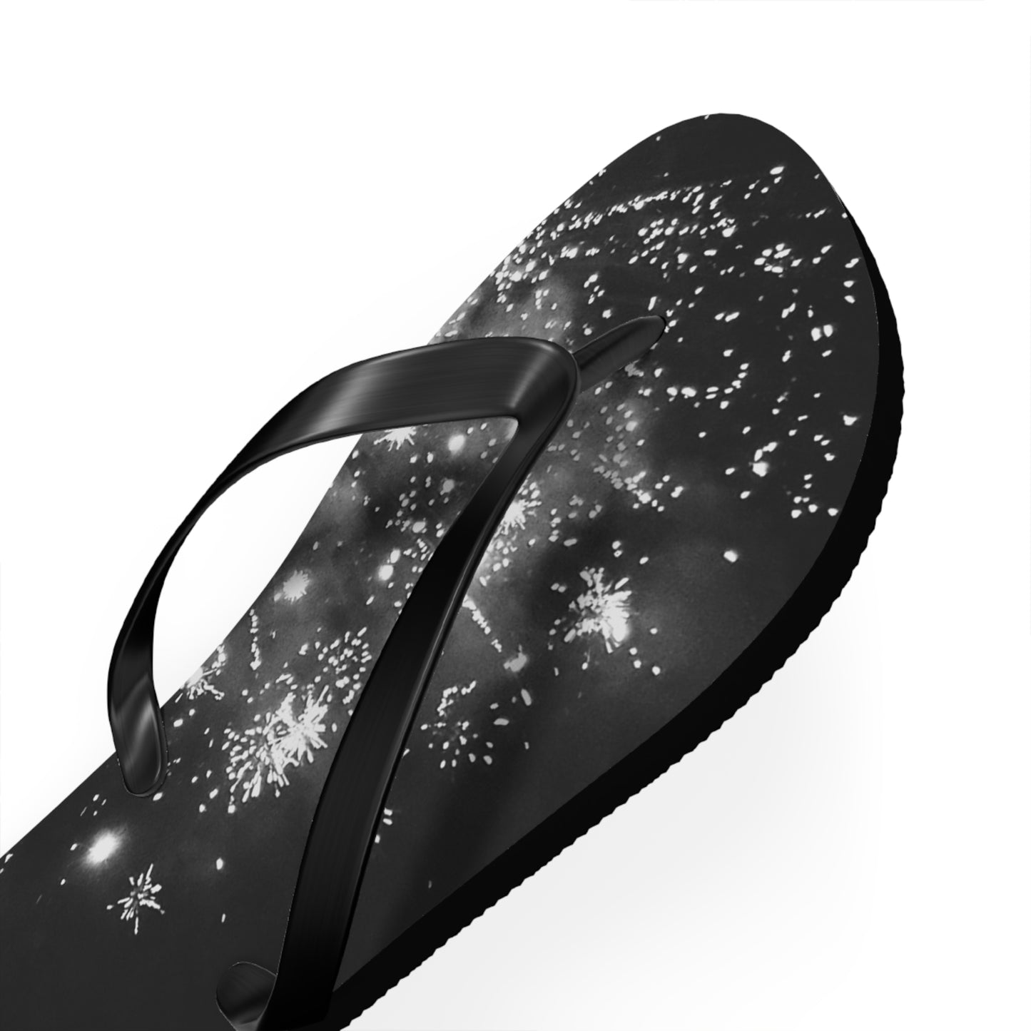 Flip Flops - Black and White Firework Design - Stylish and Fun Footwear for Summer