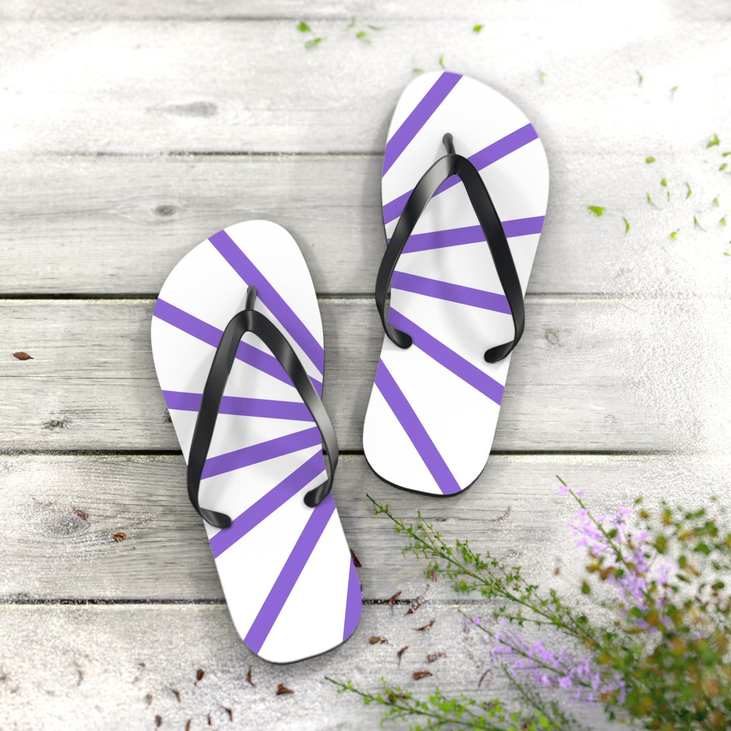 Flip Flops - Purple and White Beach Sandals