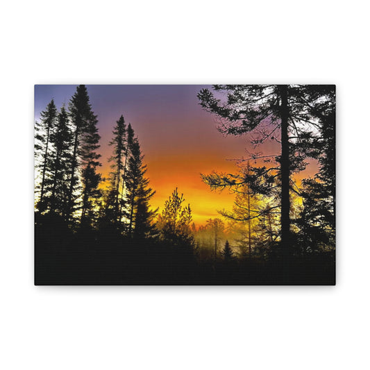 Sunset Forest Canvas Art - Stretched Wall Decor for Nature Lovers