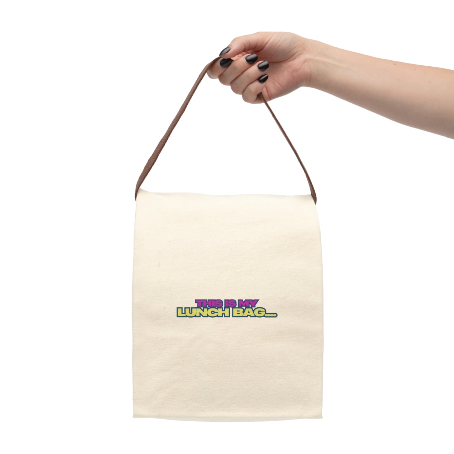 Stylish Canvas Lunch Bag with Strap - Fun 'This is My Lunch Bag' Design