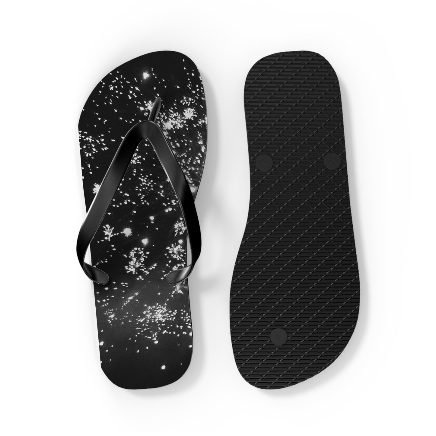 Flip Flops - Black and White Firework Design - Stylish and Fun Footwear for Summer