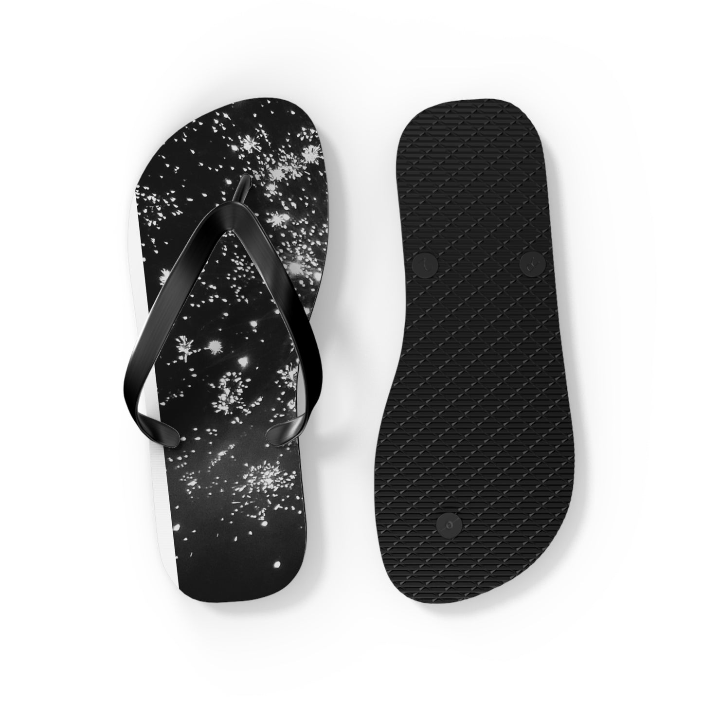 Flip Flops - Black and White Firework Design - Stylish and Fun Footwear for Summer