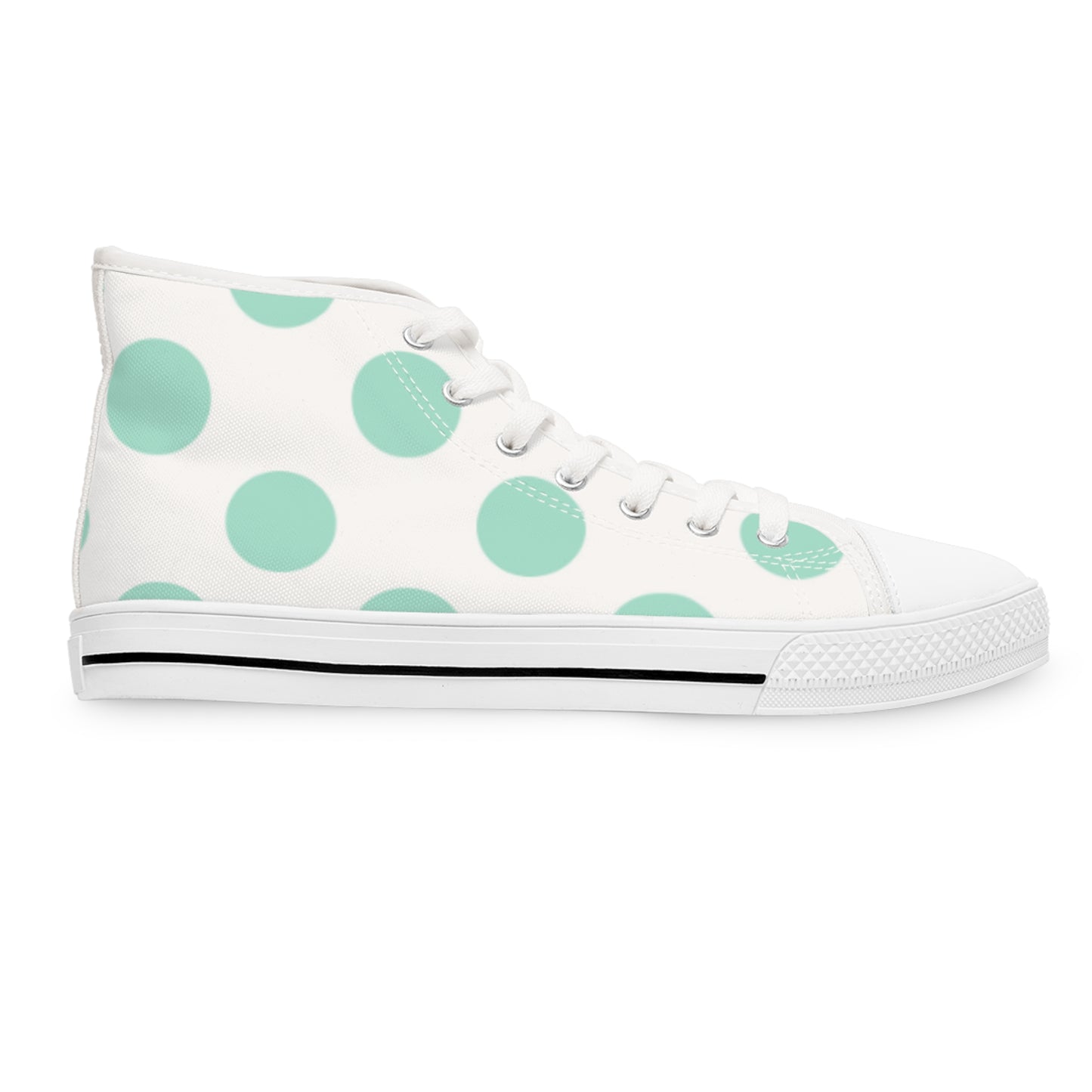 Trendy Women's High Top Sneakers with Mint Polka Dots