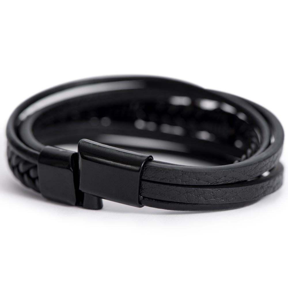 Men's Leather Cross Bracelet