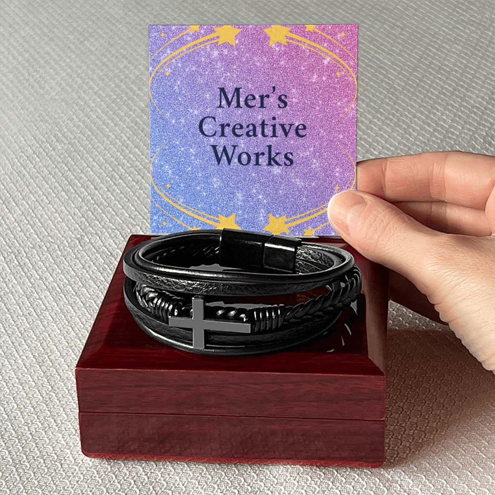Men's Leather Cross Bracelet