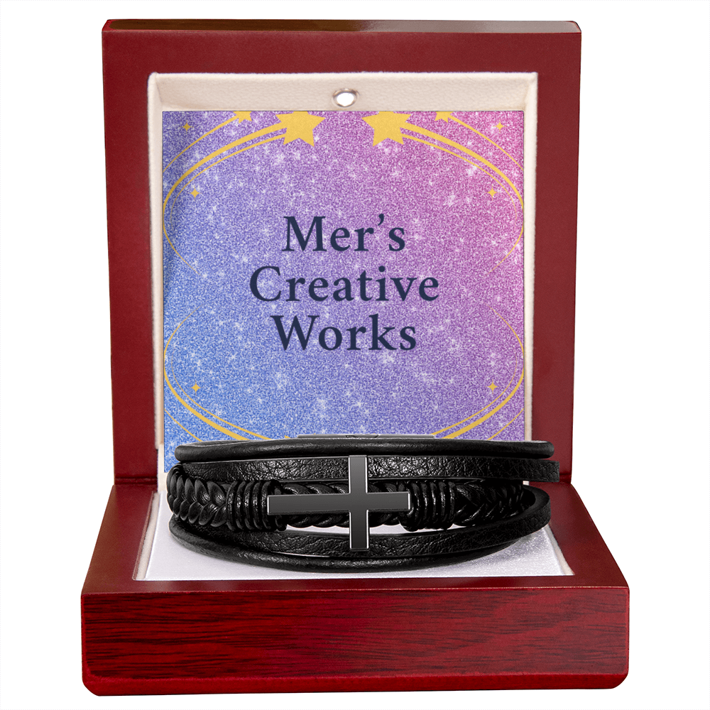 Men's Leather Cross Bracelet
