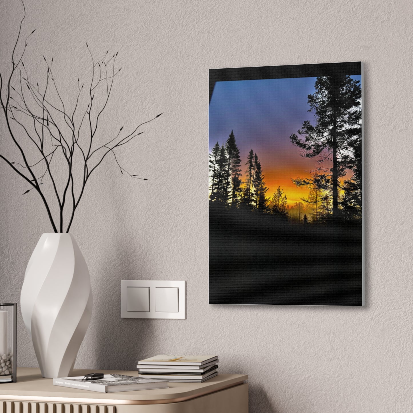 Sunset Forest Canvas Art - Stretched Wall Decor for Nature Lovers