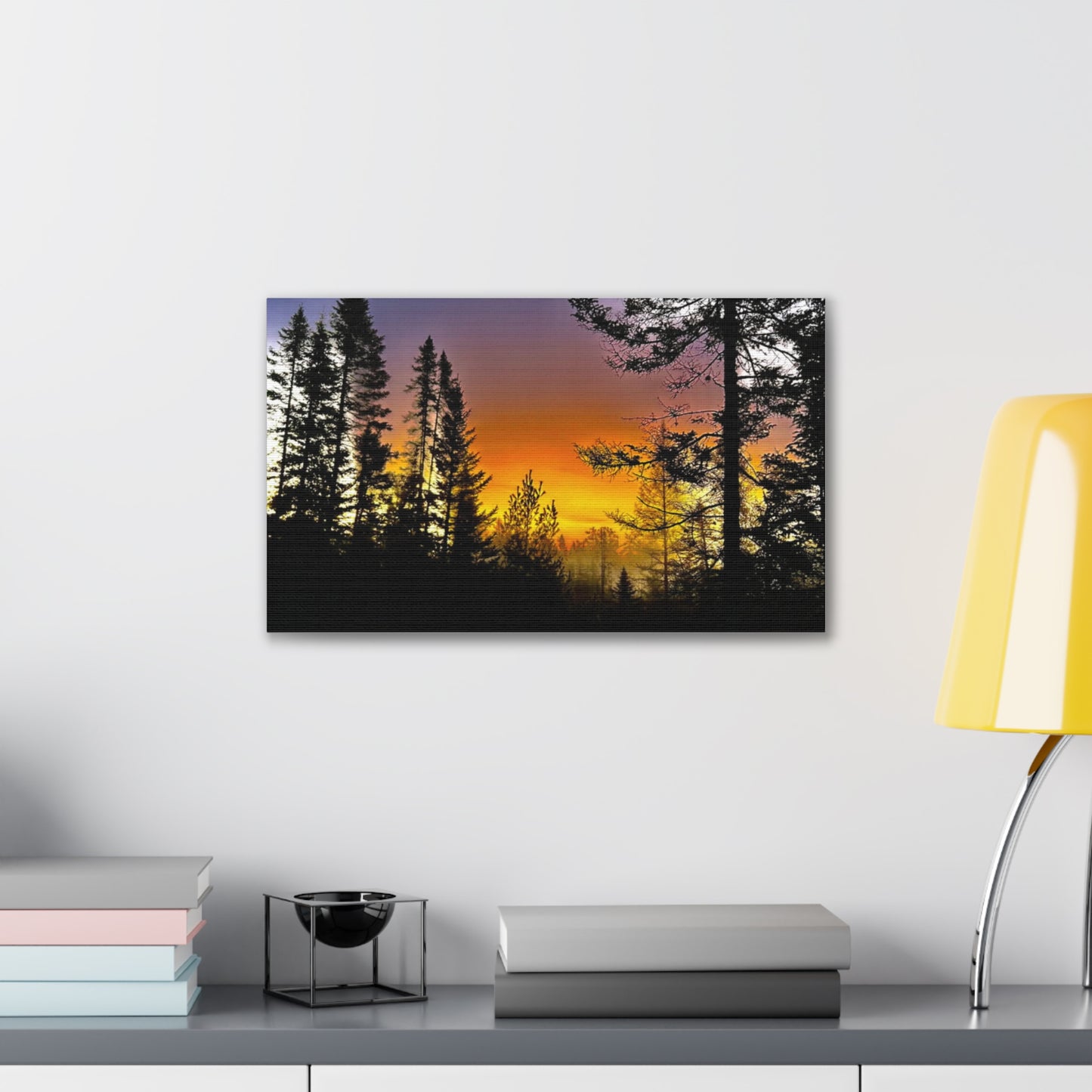 Sunset Forest Canvas Art - Stretched Wall Decor for Nature Lovers