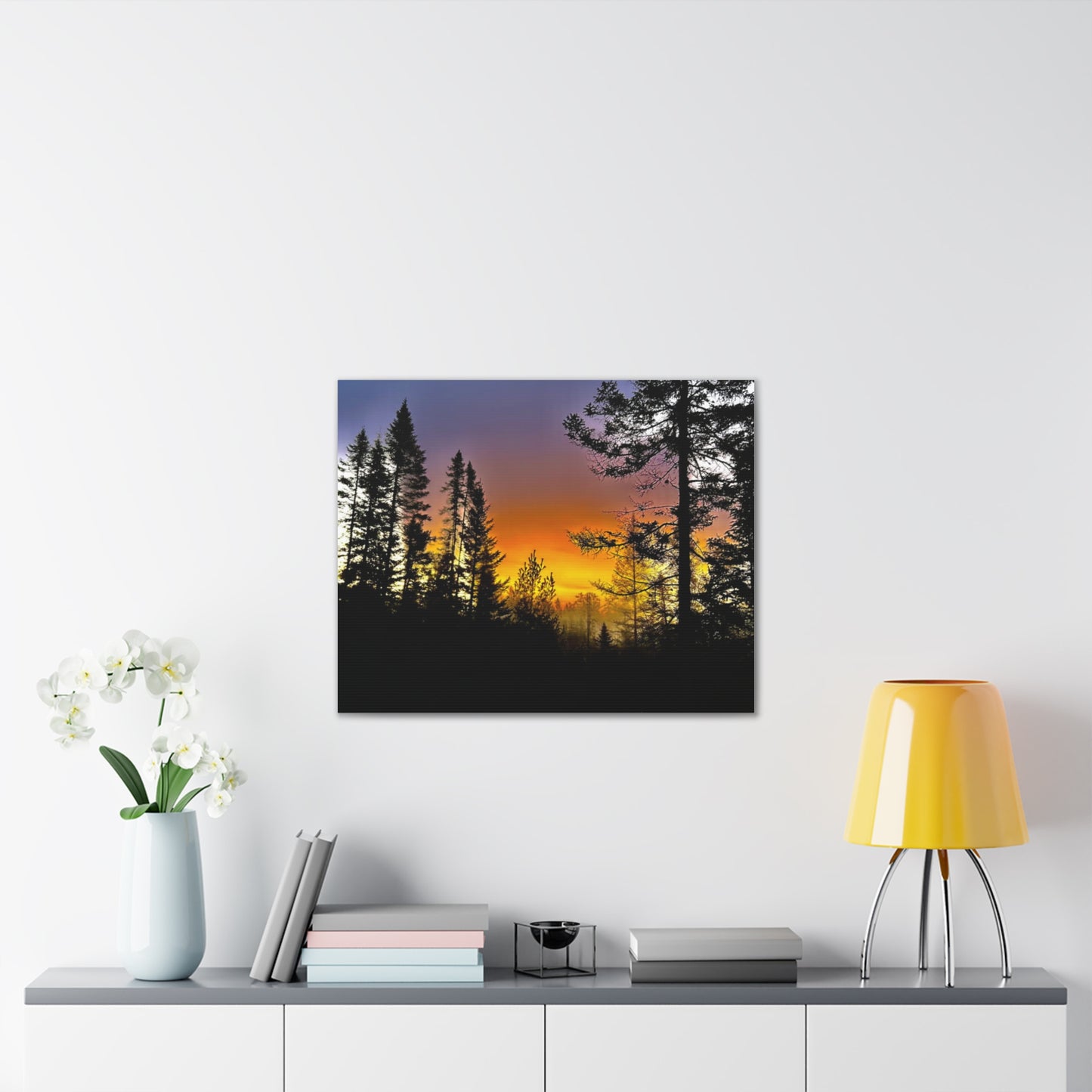 Sunset Forest Canvas Art - Stretched Wall Decor for Nature Lovers