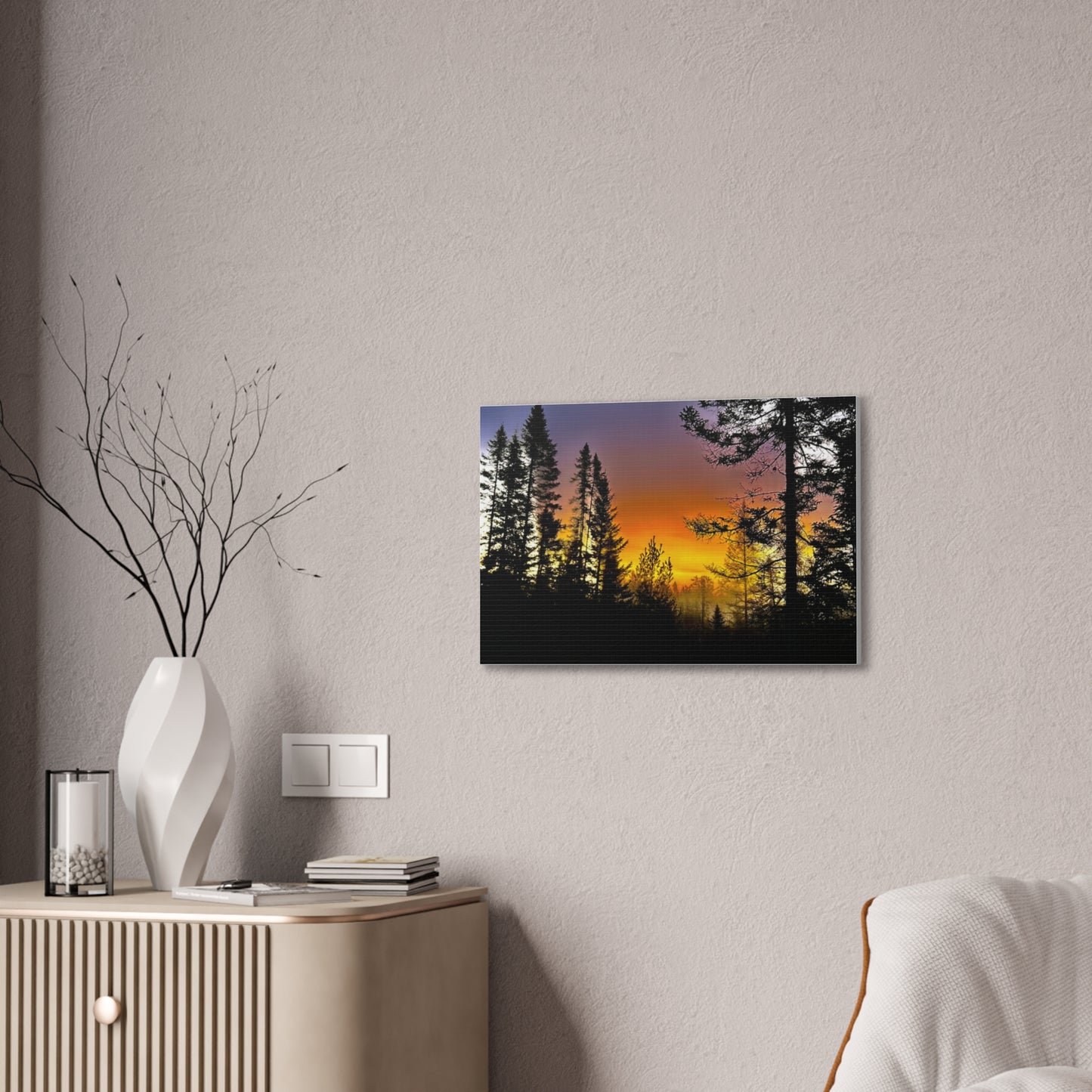 Sunset Forest Canvas Art - Stretched Wall Decor for Nature Lovers
