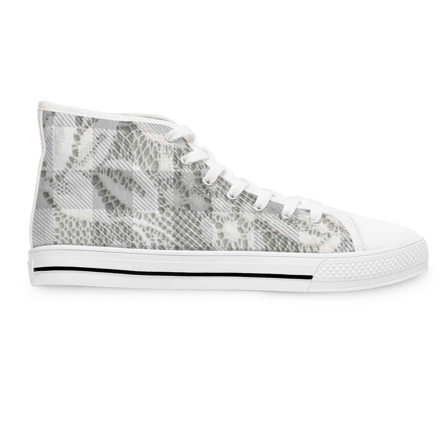 Stylish Women's High Top Sneakers - Chic Snake Print Design