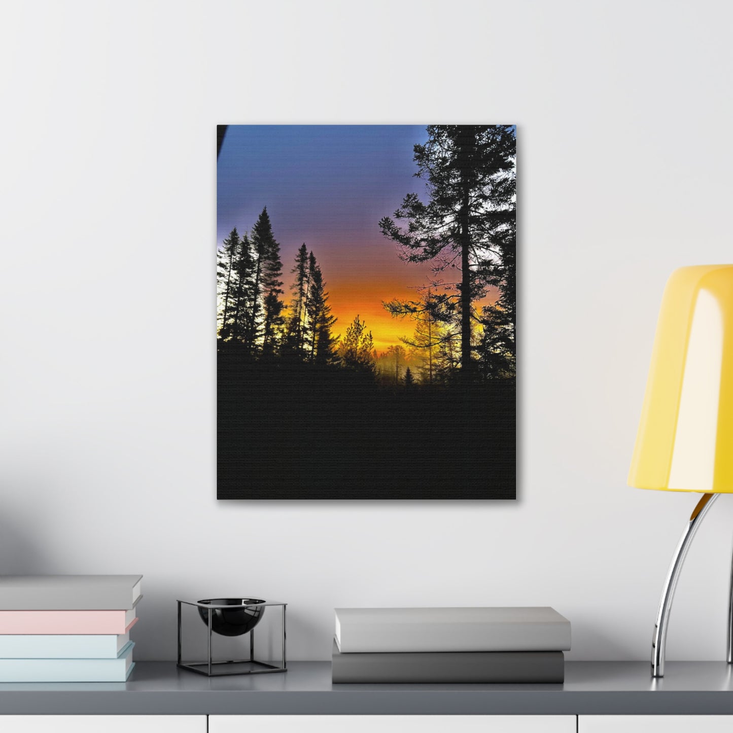 Sunset Forest Canvas Art - Stretched Wall Decor for Nature Lovers