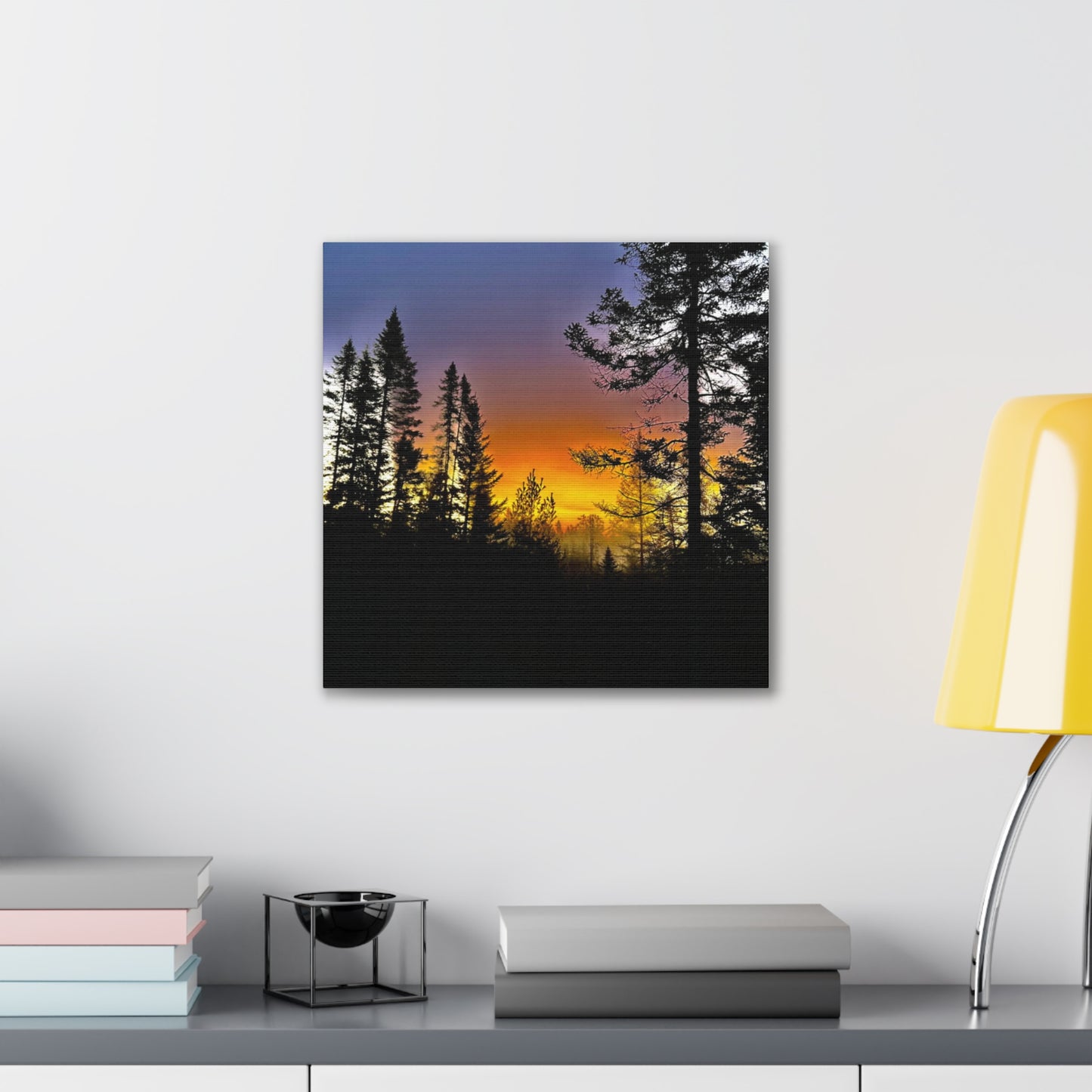 Sunset Forest Canvas Art - Stretched Wall Decor for Nature Lovers