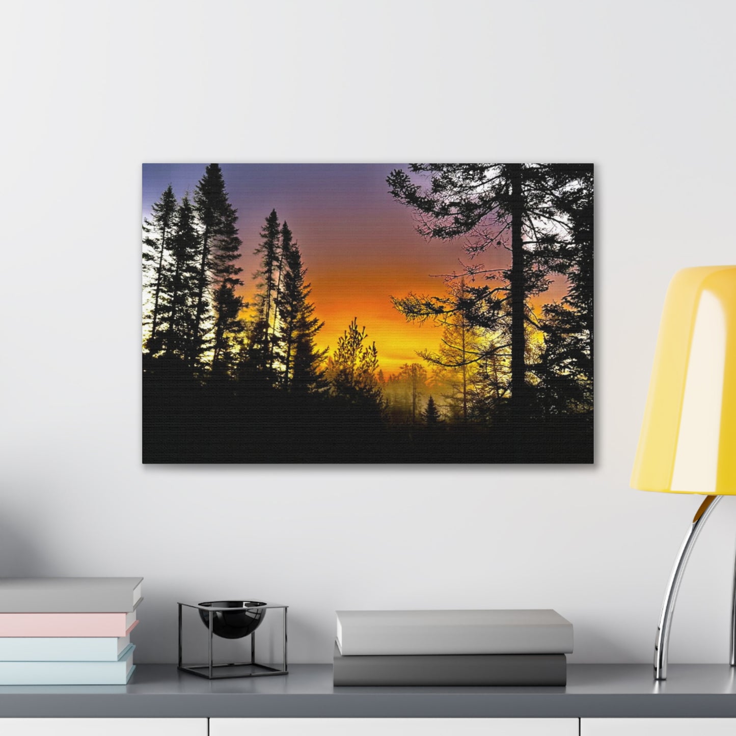Sunset Forest Canvas Art - Stretched Wall Decor for Nature Lovers
