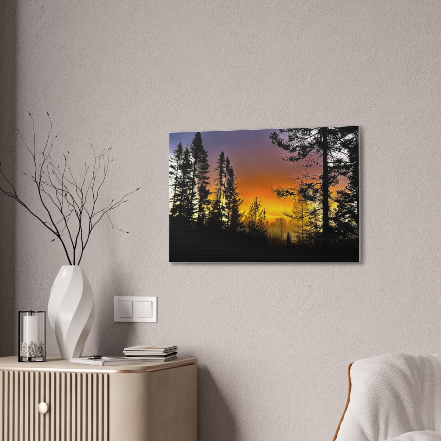 Sunset Forest Canvas Art - Stretched Wall Decor for Nature Lovers