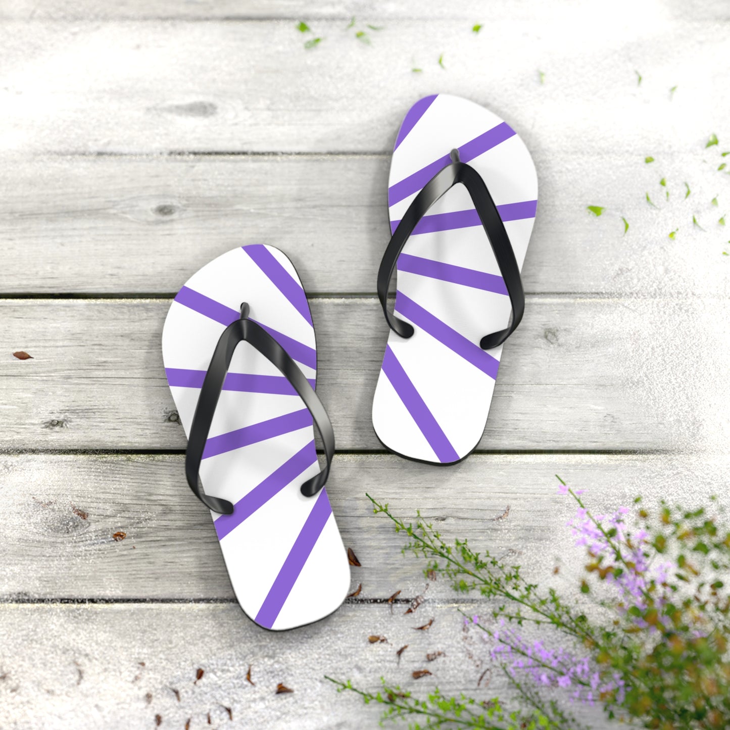 Flip Flops - Purple and White Beach Sandals