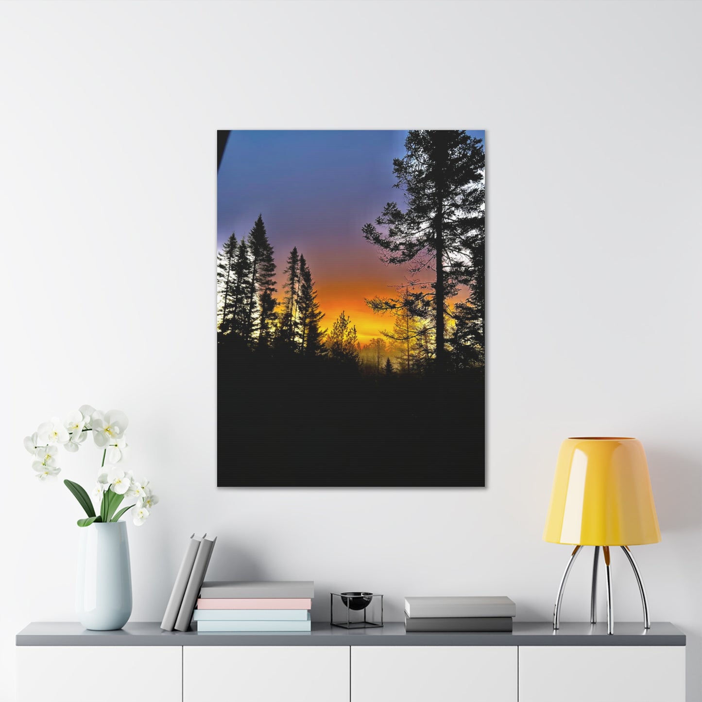Sunset Forest Canvas Art - Stretched Wall Decor for Nature Lovers