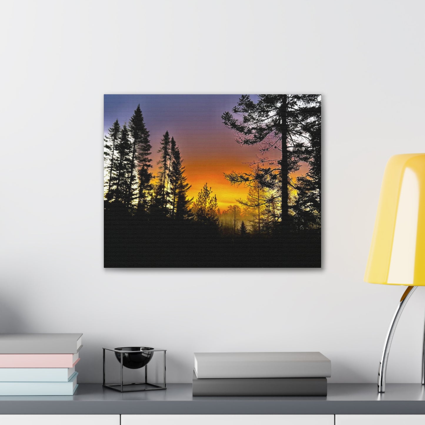 Sunset Forest Canvas Art - Stretched Wall Decor for Nature Lovers