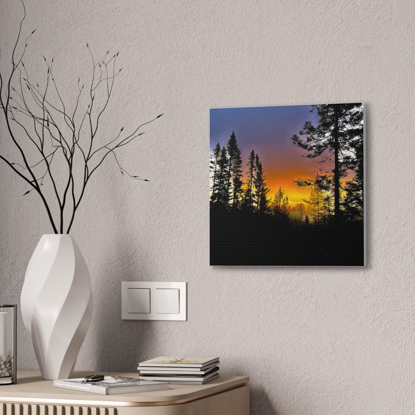Sunset Forest Canvas Art - Stretched Wall Decor for Nature Lovers
