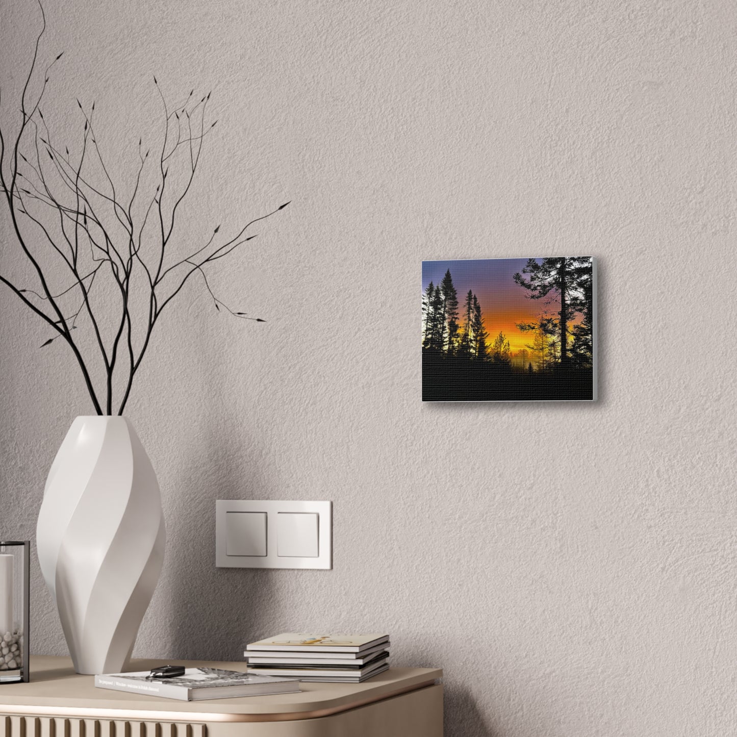 Sunset Forest Canvas Art - Stretched Wall Decor for Nature Lovers
