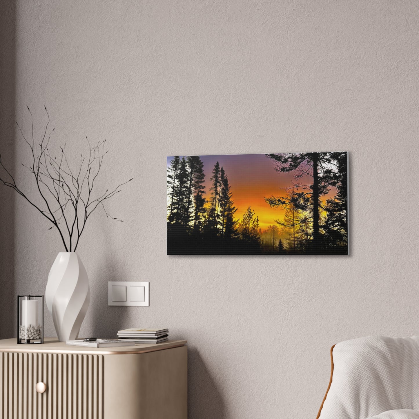 Sunset Forest Canvas Art - Stretched Wall Decor for Nature Lovers