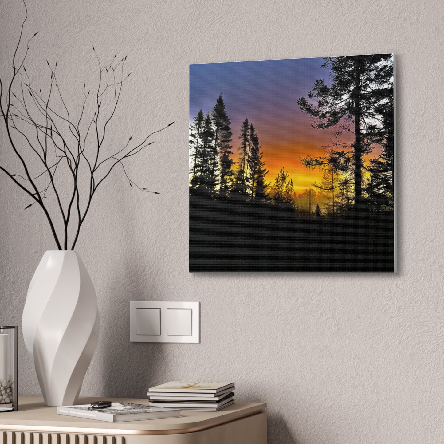 Sunset Forest Canvas Art - Stretched Wall Decor for Nature Lovers