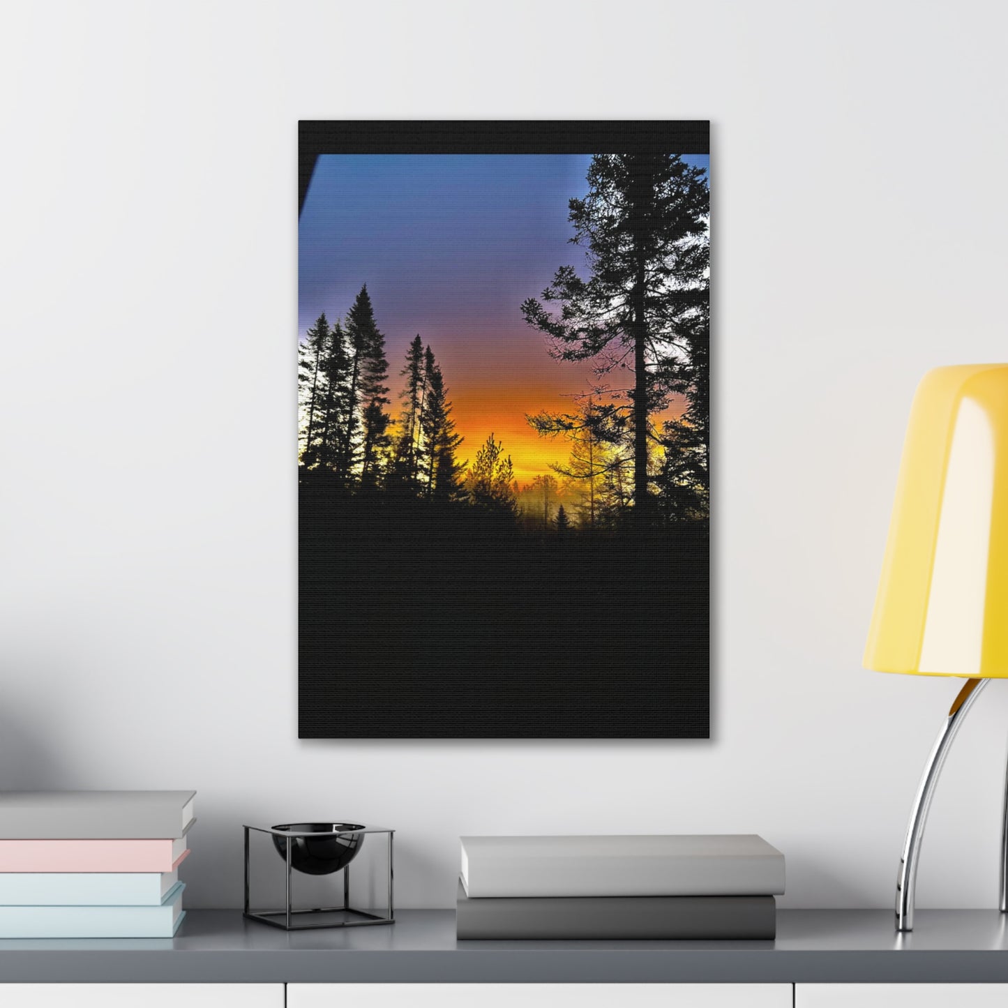 Sunset Forest Canvas Art - Stretched Wall Decor for Nature Lovers