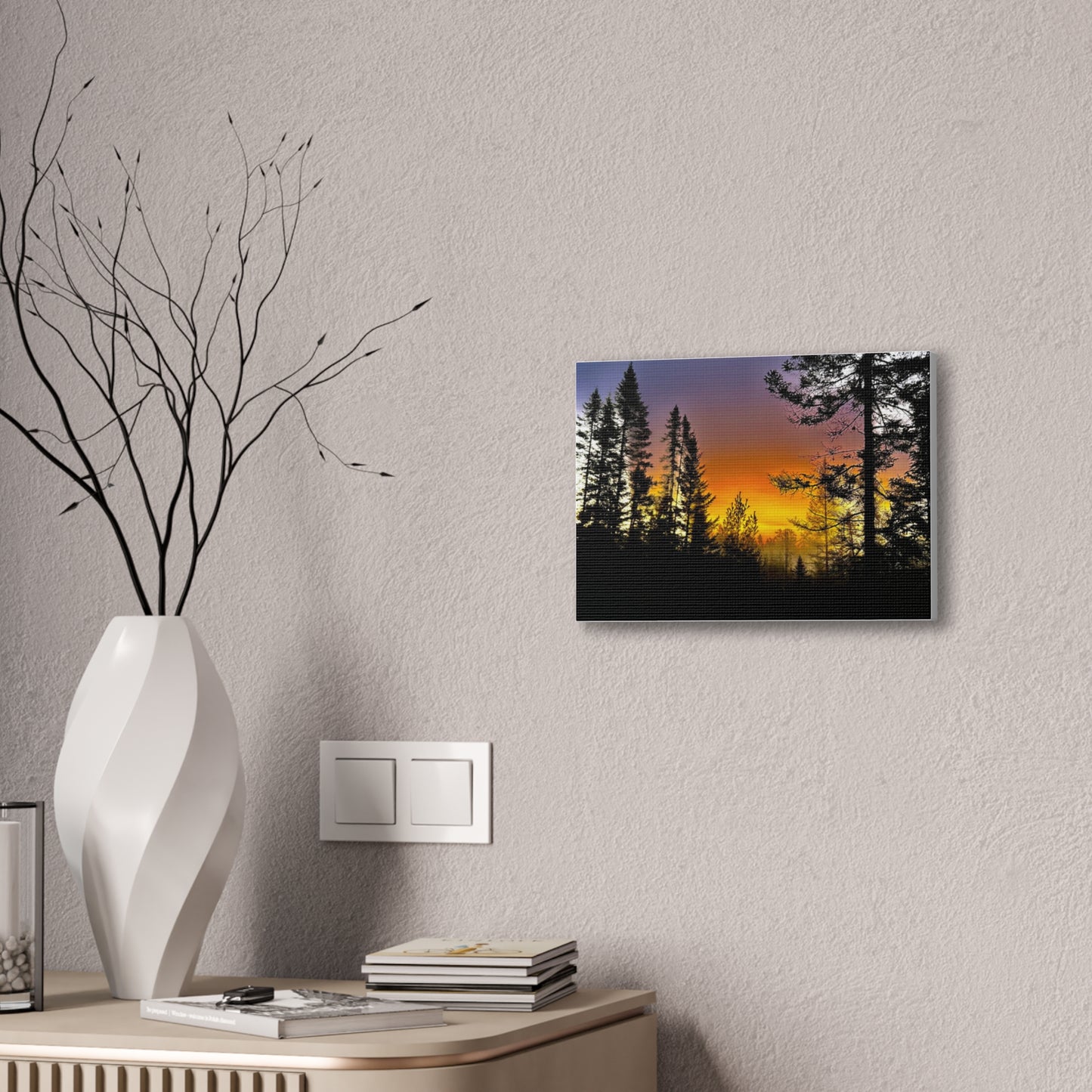 Sunset Forest Canvas Art - Stretched Wall Decor for Nature Lovers