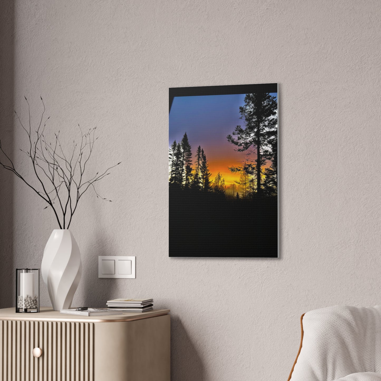 Sunset Forest Canvas Art - Stretched Wall Decor for Nature Lovers