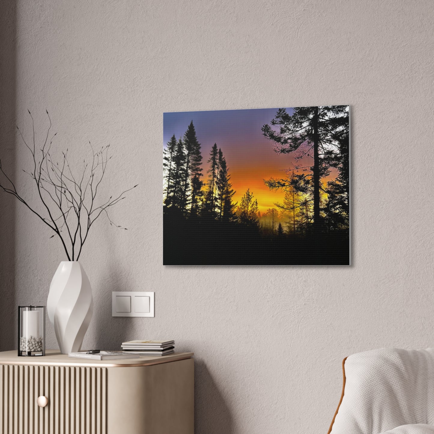 Sunset Forest Canvas Art - Stretched Wall Decor for Nature Lovers