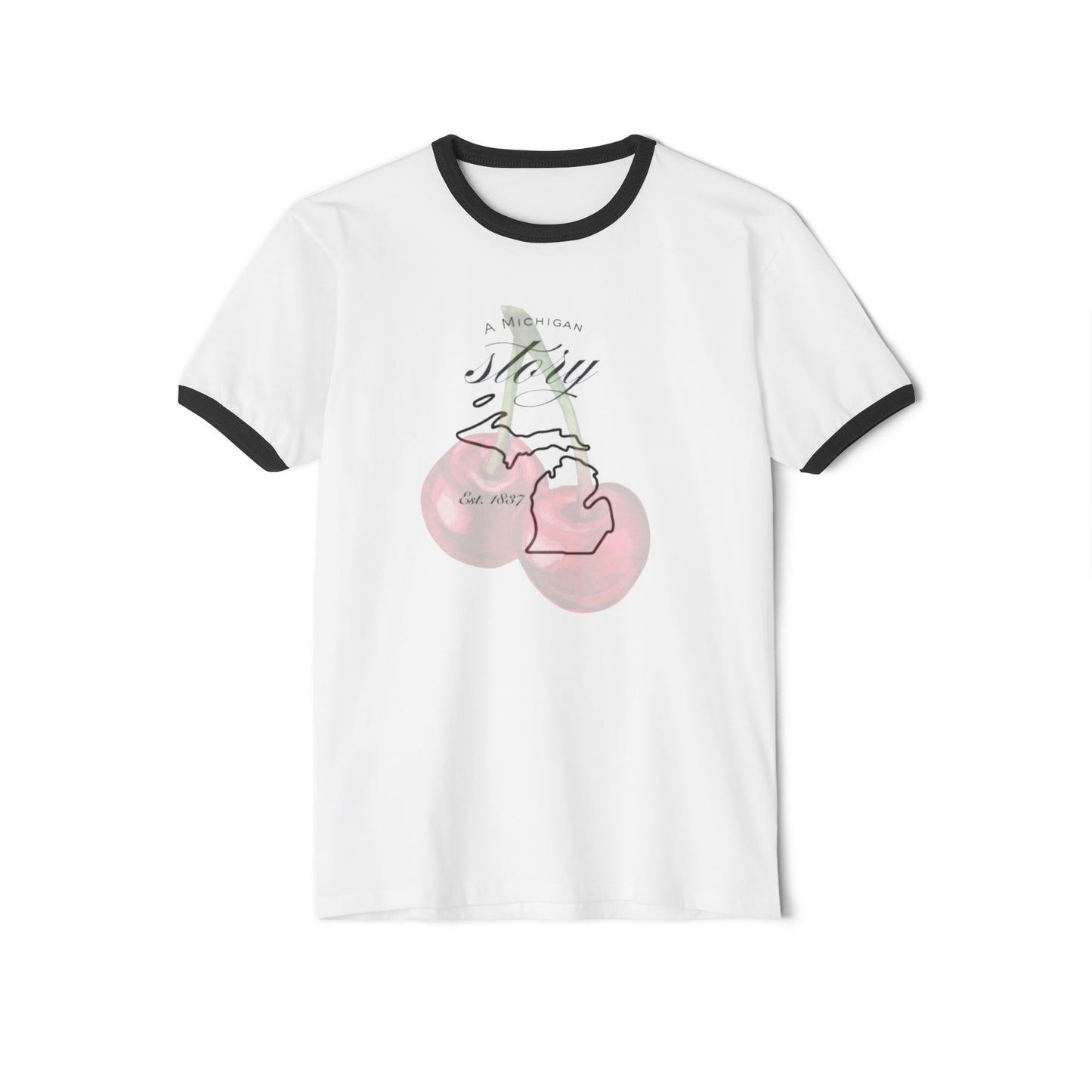 Michigan Cherry Unisex Cotton Ringer T-Shirt - Fun Summer Vibes