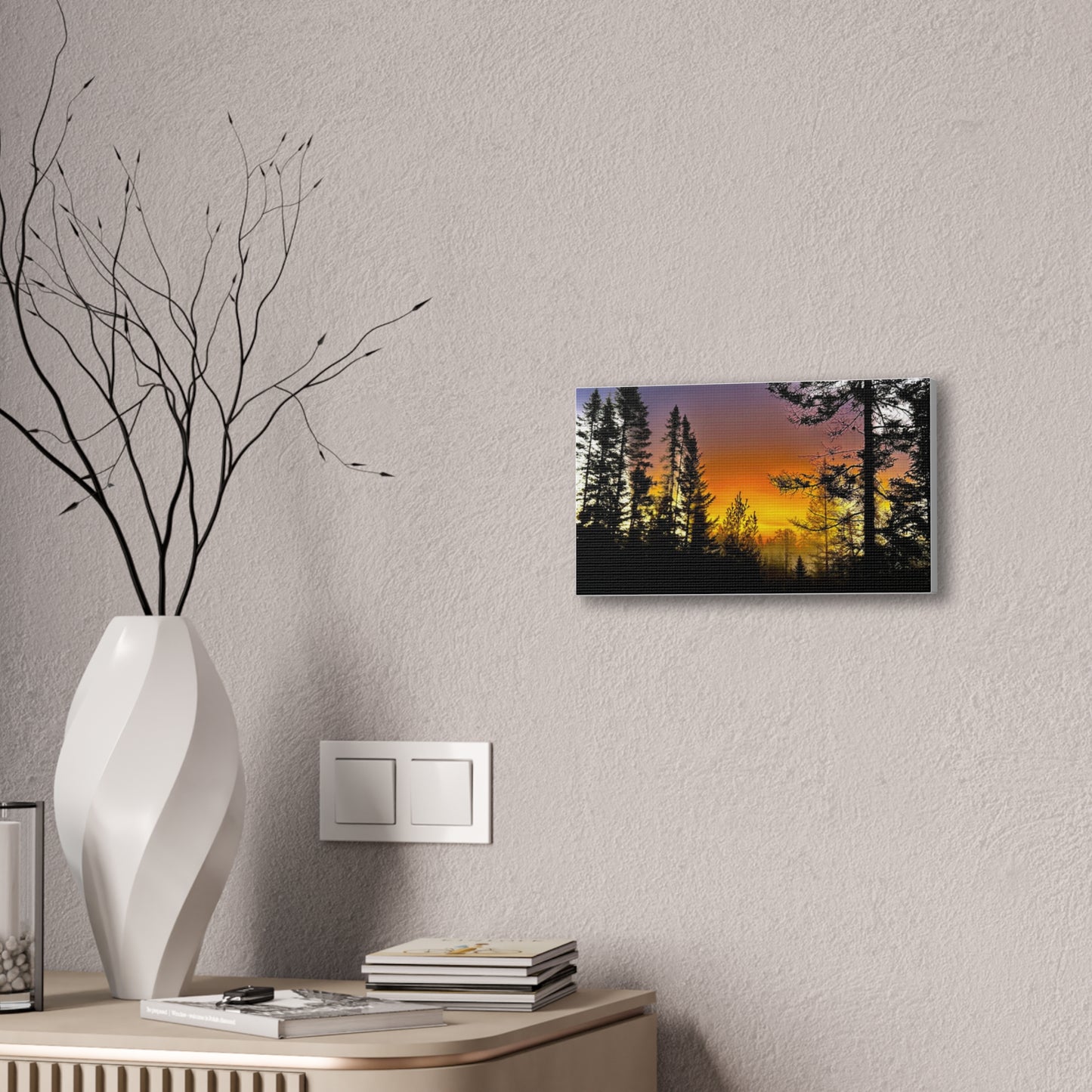 Sunset Forest Canvas Art - Stretched Wall Decor for Nature Lovers