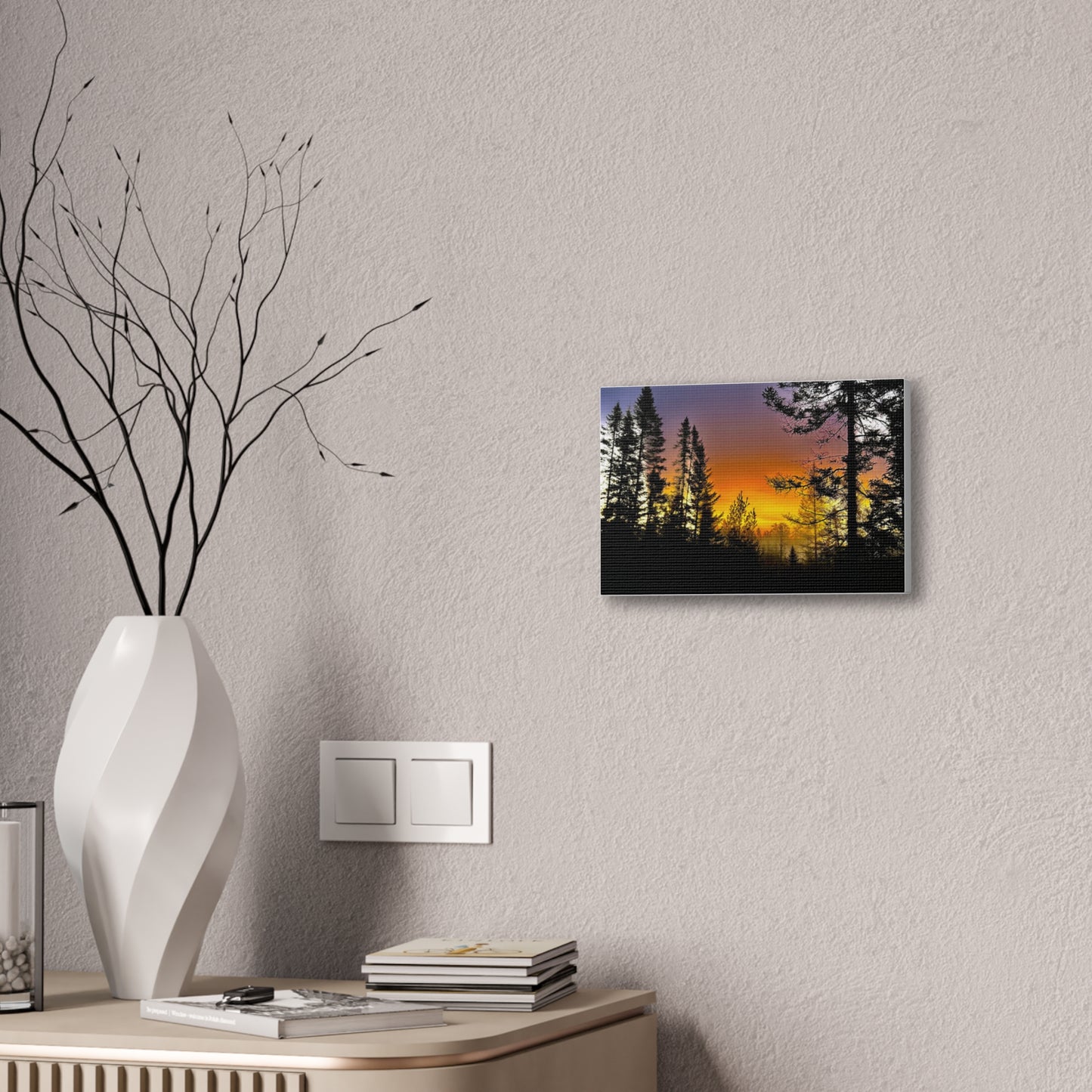 Sunset Forest Canvas Art - Stretched Wall Decor for Nature Lovers