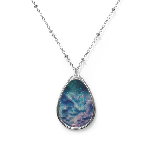 Galactic Oval Necklace - Cosmic Jewelry for Dreamers