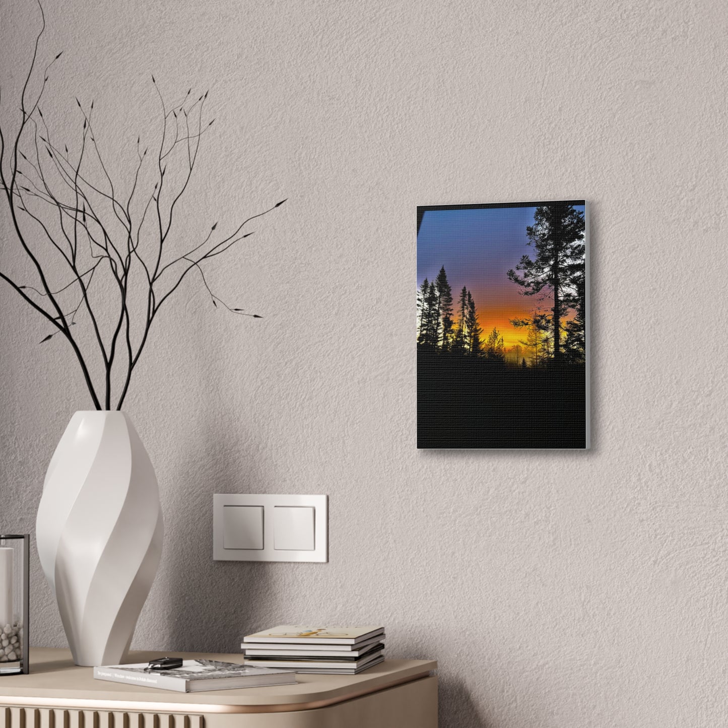 Sunset Forest Canvas Art - Stretched Wall Decor for Nature Lovers