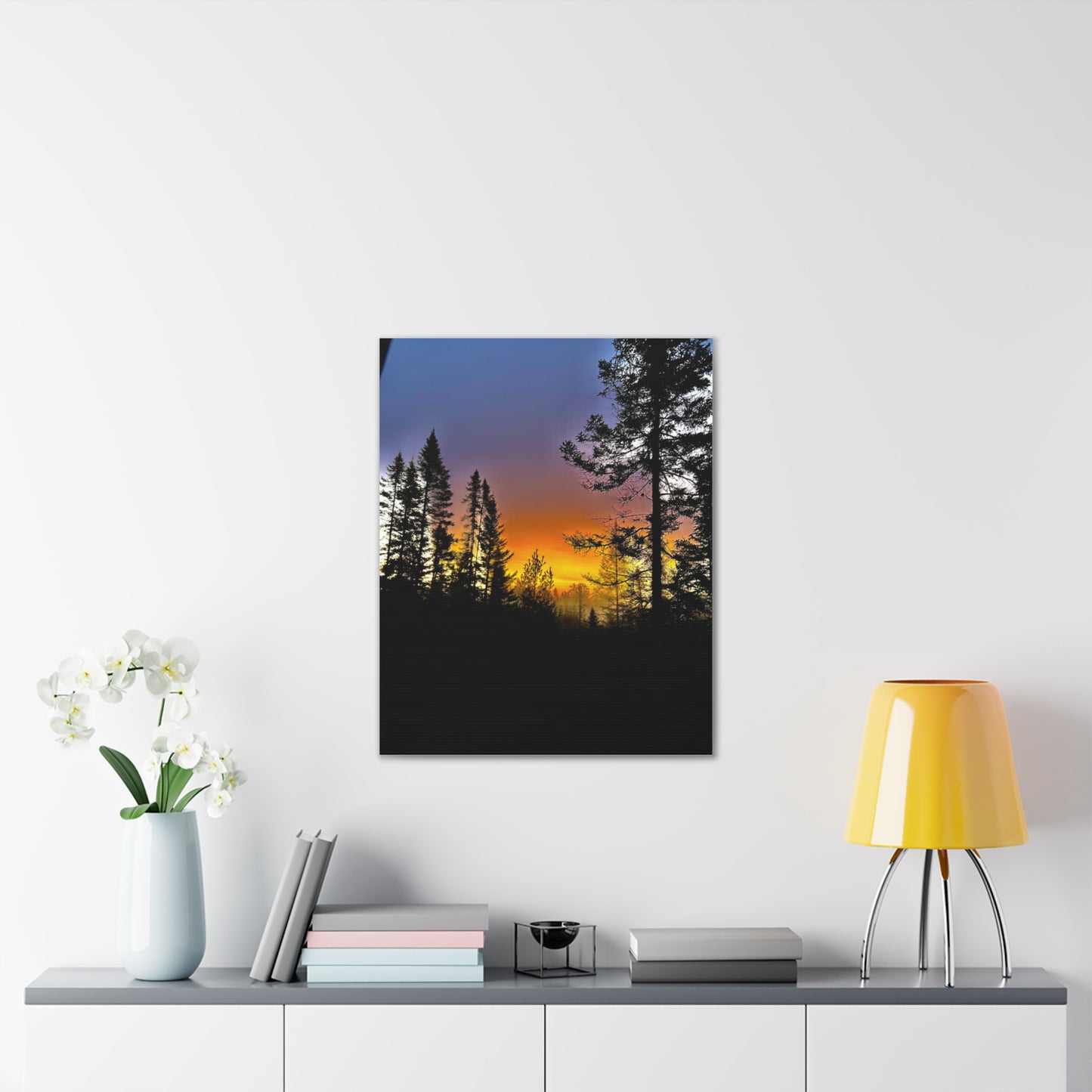 Sunset Forest Canvas Art - Stretched Wall Decor for Nature Lovers