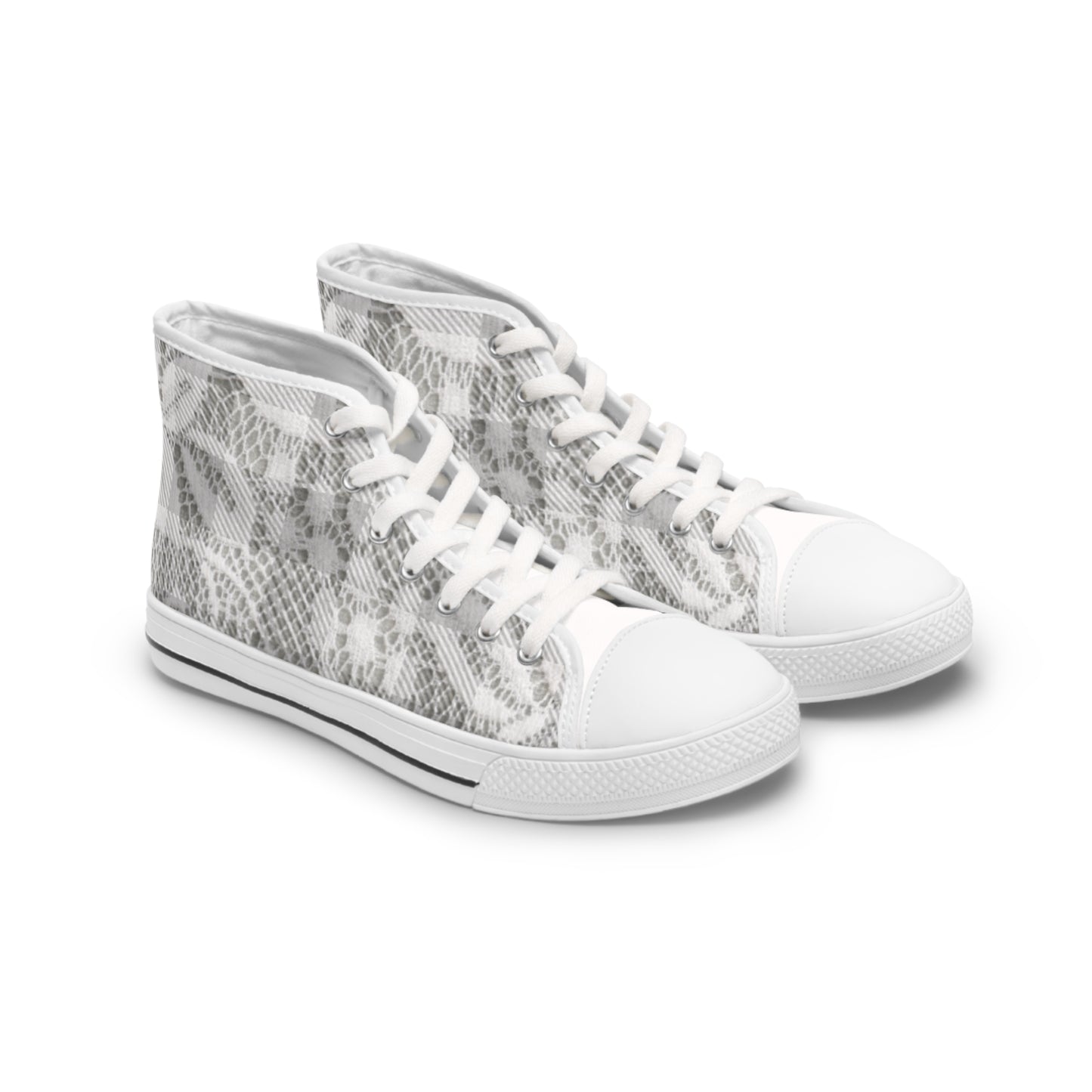 Stylish Women's High Top Sneakers - Chic Snake Print Design