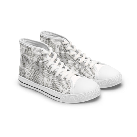 Stylish Women's High Top Sneakers - Chic Snake Print Design