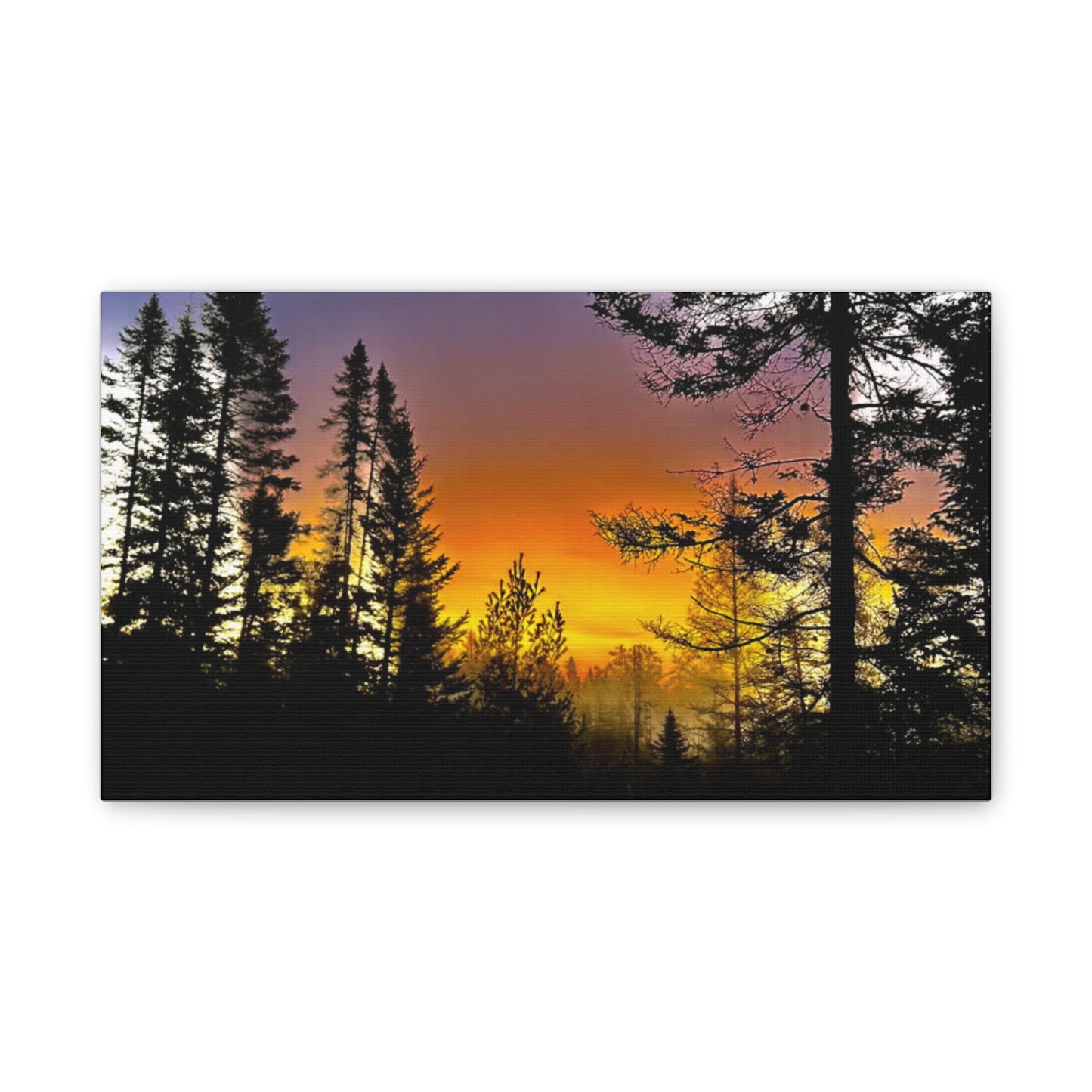 Sunset Forest Canvas Art - Stretched Wall Decor for Nature Lovers