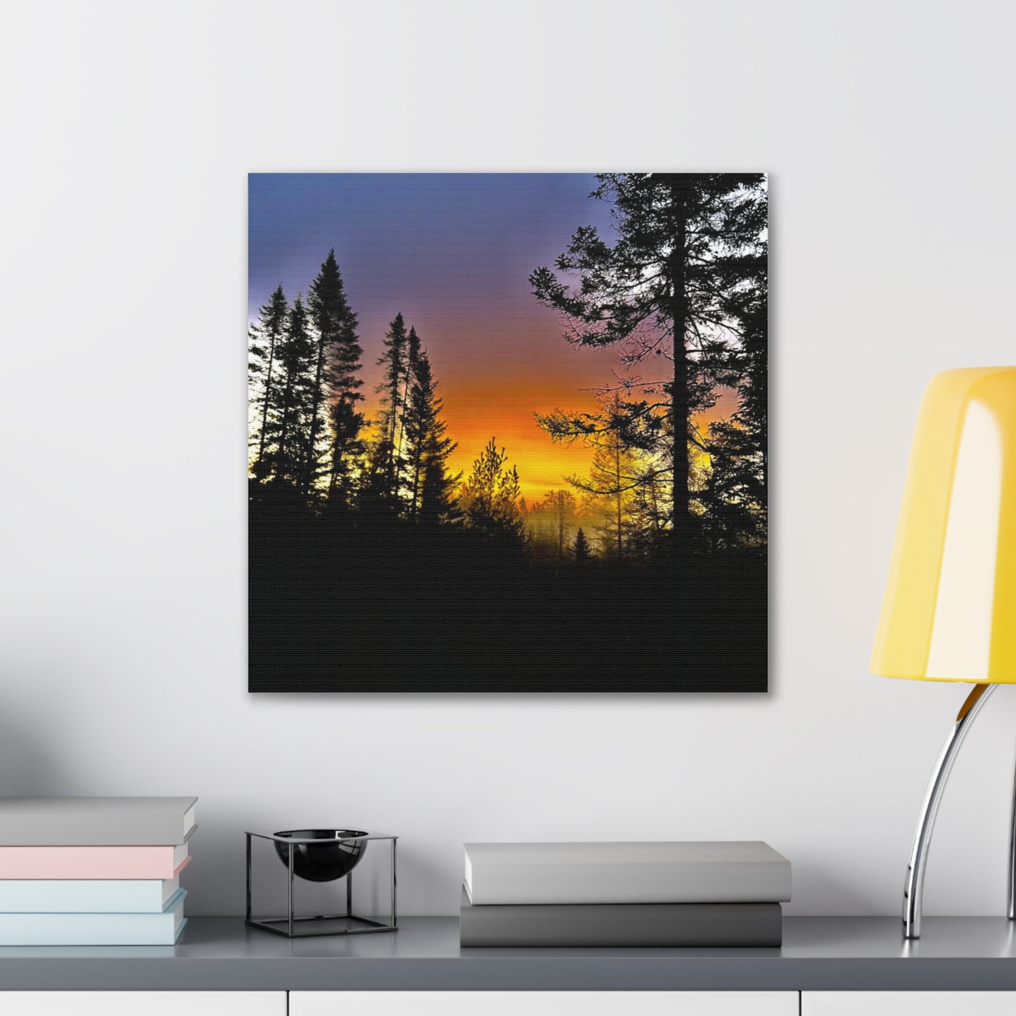 Sunset Forest Canvas Art - Stretched Wall Decor for Nature Lovers
