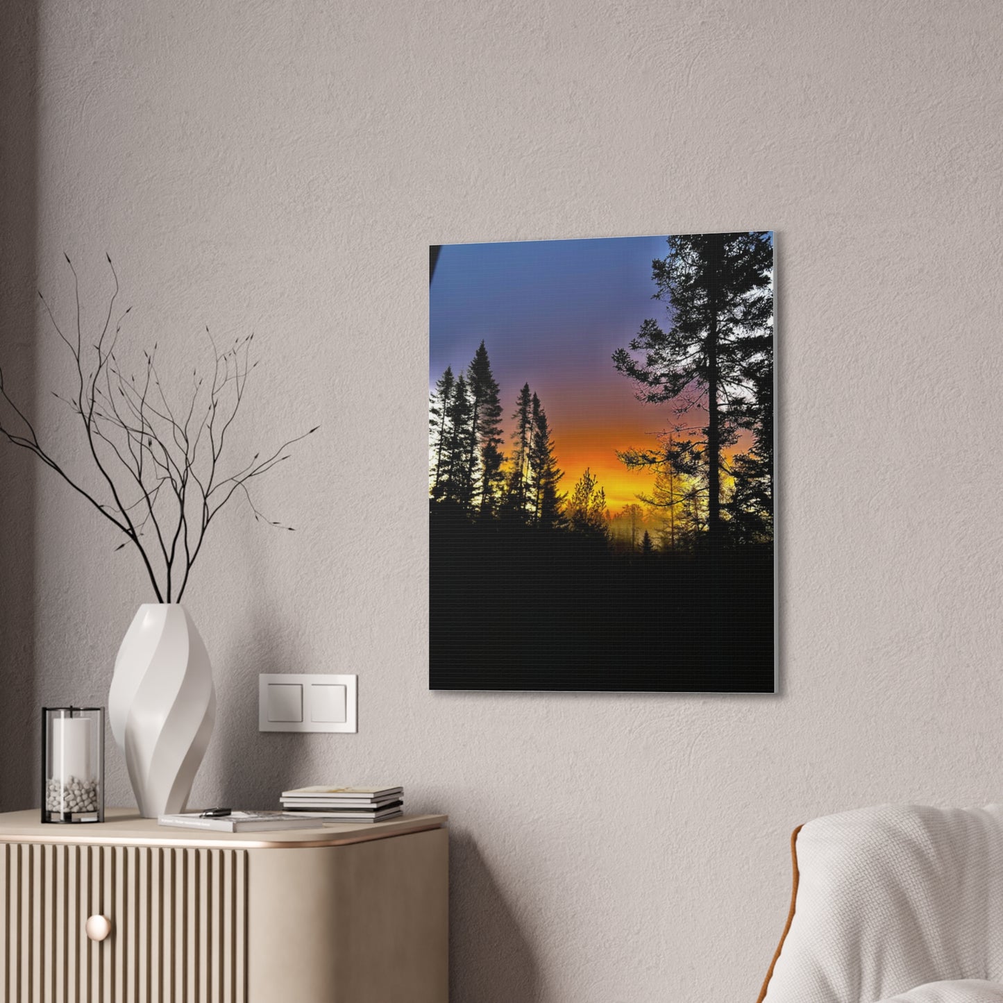 Sunset Forest Canvas Art - Stretched Wall Decor for Nature Lovers