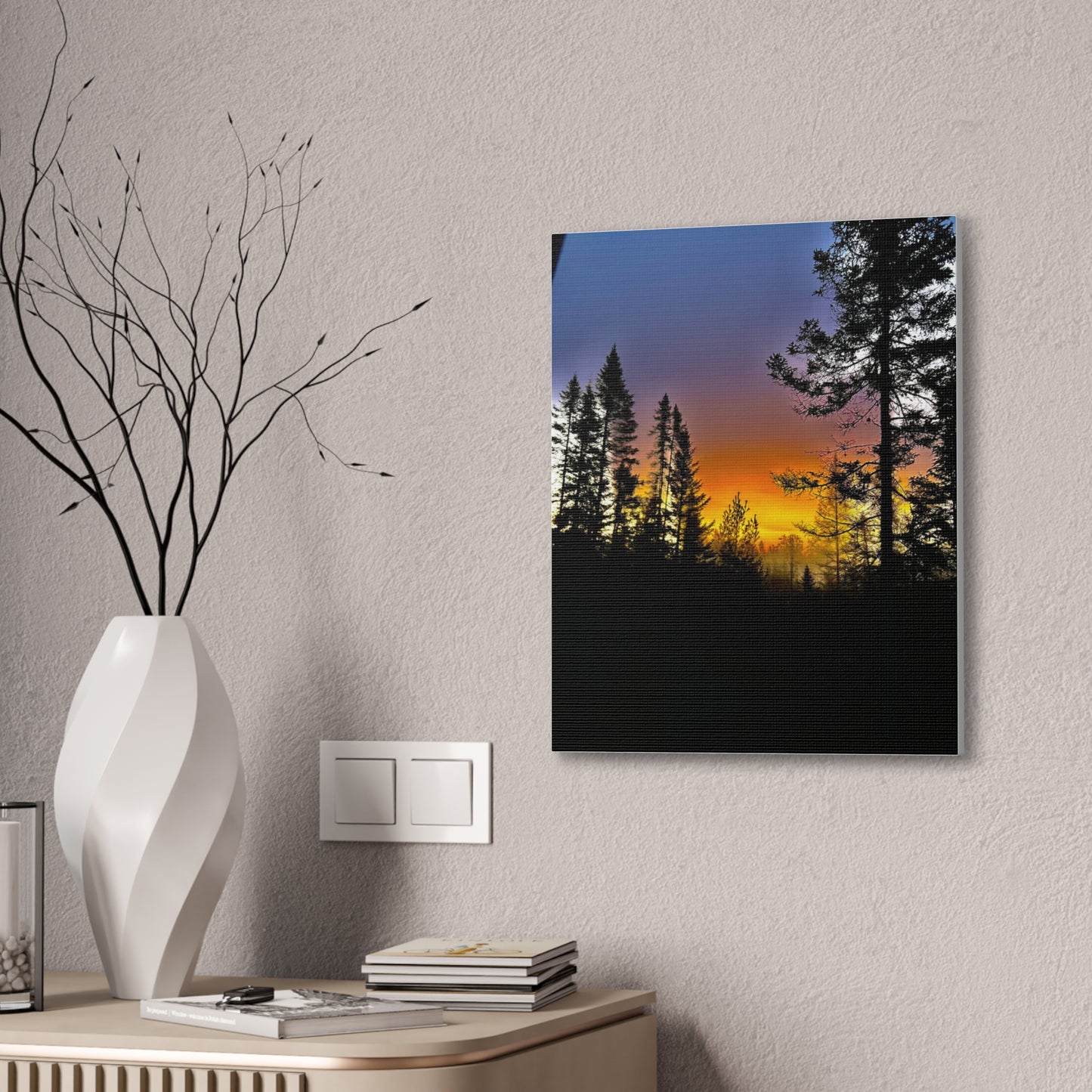 Sunset Forest Canvas Art - Stretched Wall Decor for Nature Lovers