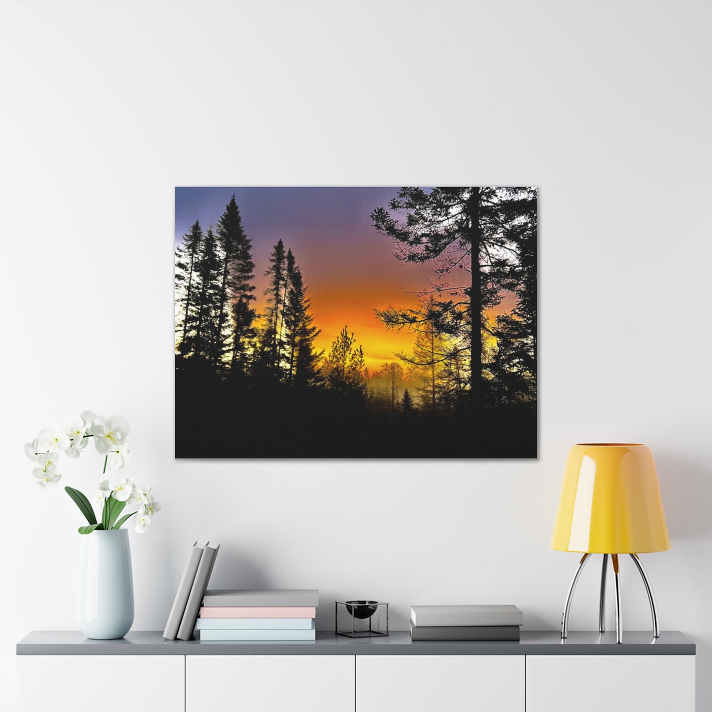 Sunset Forest Canvas Art - Stretched Wall Decor for Nature Lovers