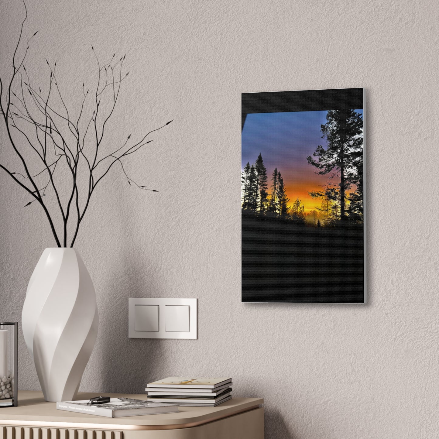 Sunset Forest Canvas Art - Stretched Wall Decor for Nature Lovers